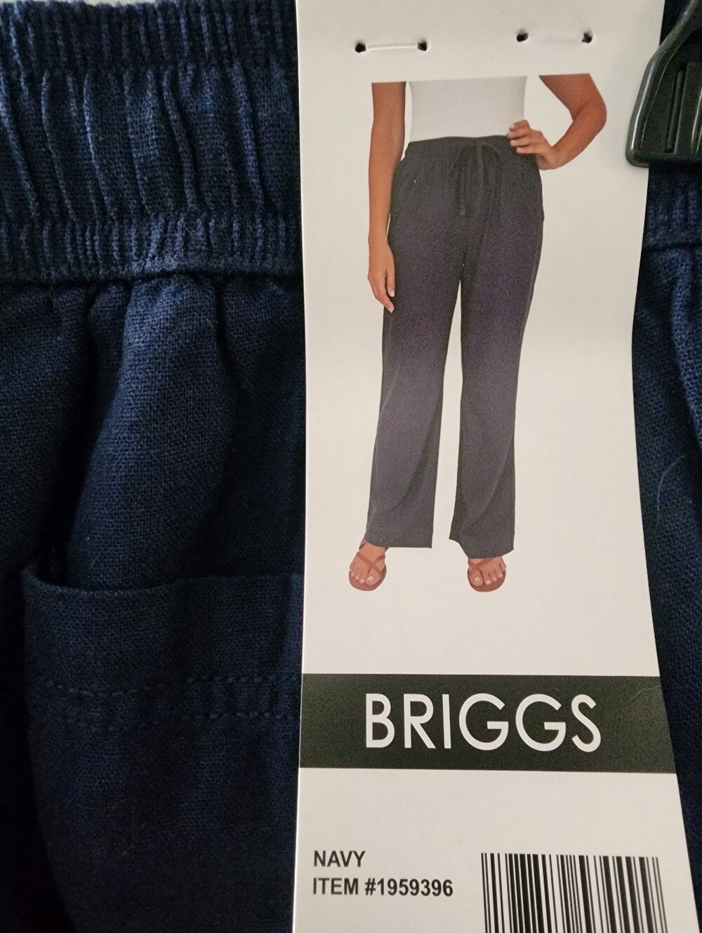 NWT PANTS LINEN BLEND SIZE SMALL DRAWSTRING WAIST NAVY BY BRIGGS